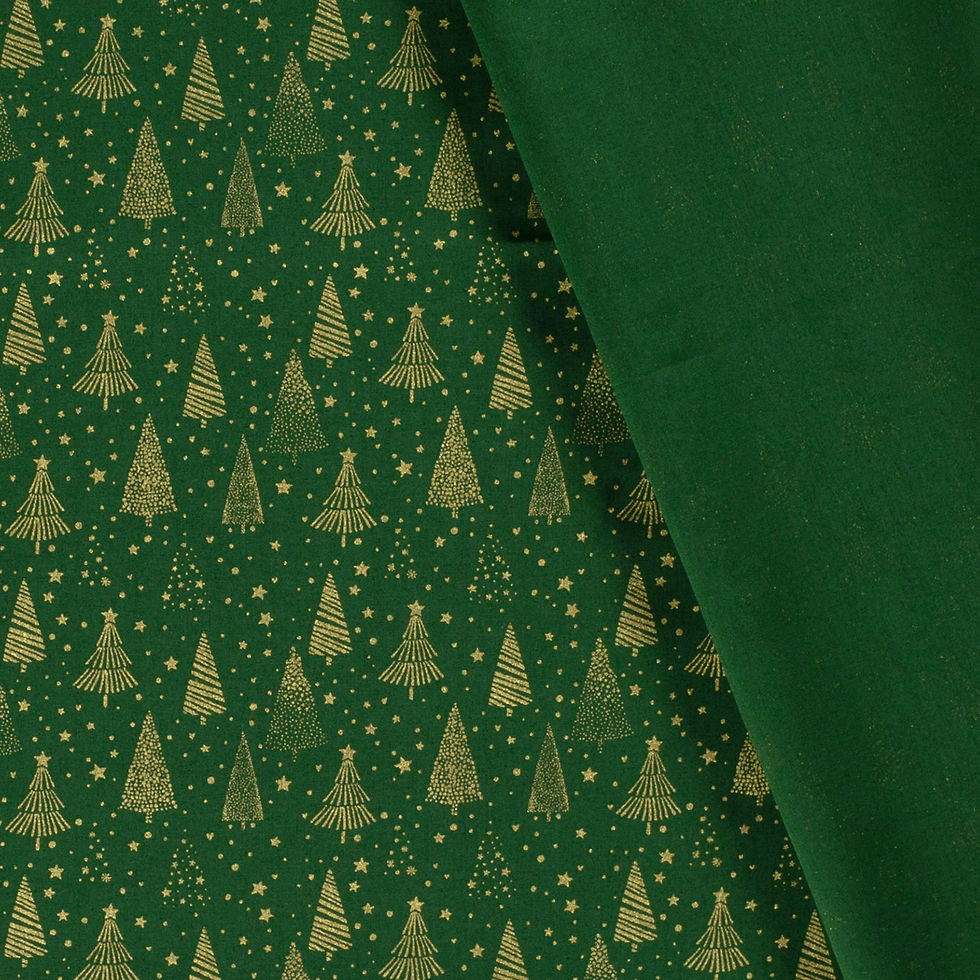 Miniature : Popeline de coton tissu imprimé et enduit Arbres de Noël vert