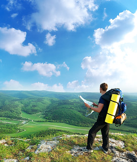 Man hiking on a mountainside