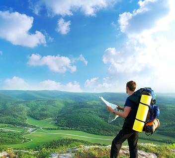 Man hiking on a mountainside