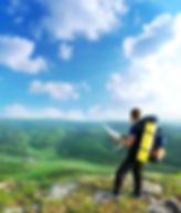 Man hiking on a mountainside