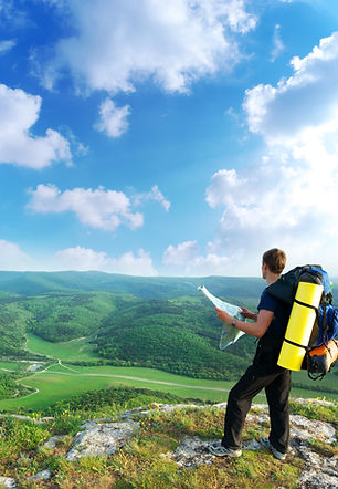 Man hiking on a mountainside