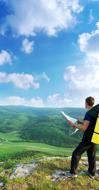 Man hiking on a mountainside