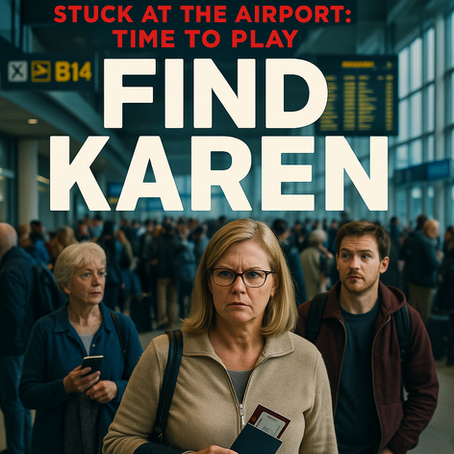 “Stuck at the Airport: Time to Play ‘Find Karen’”

A Travel Tradition Rooted in Chaos, Delays, and the Sweet Scent of Overheated Pretzels.