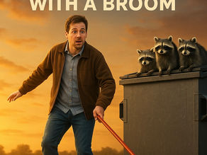 Leading ducks with a broom