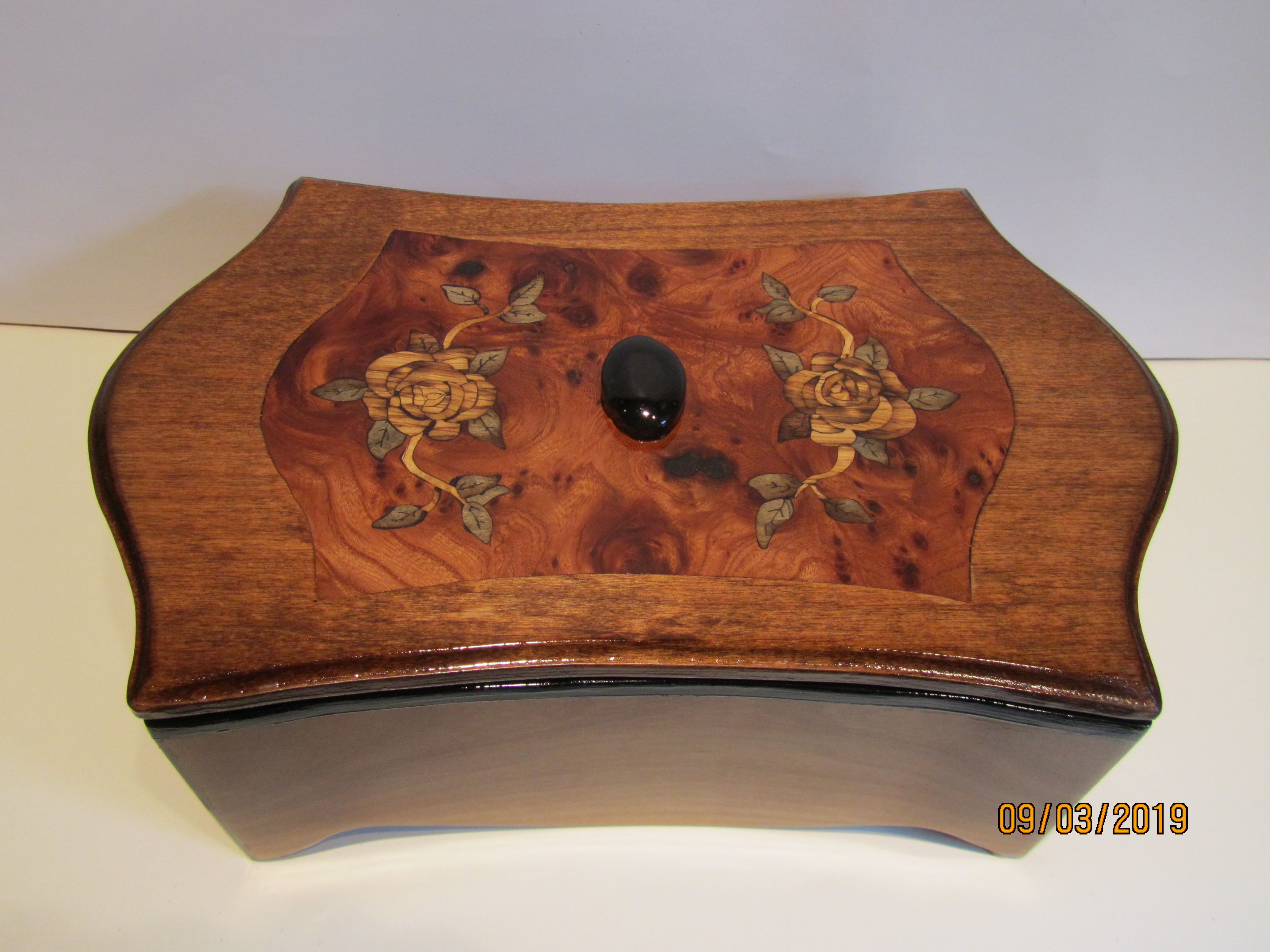 PB#255 French Marquetry 3 Tiers Burl