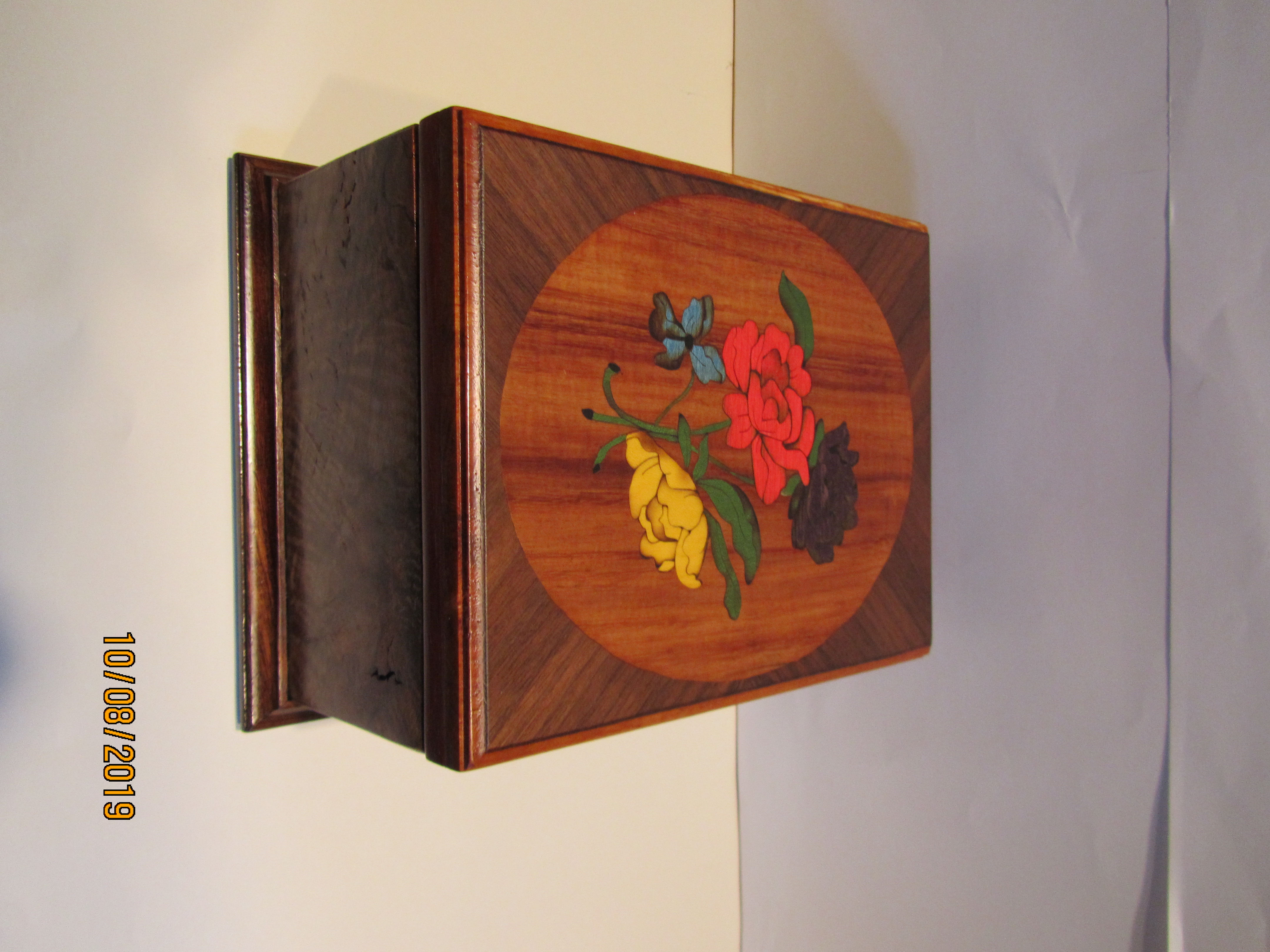 PB#259 French Marquetry Inlay 4 Roses $500