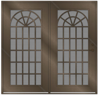 Decorative aluminum security doors with enhanced protection, ideal for front entryways, stylish and durable security doors for homes Prescott, Flagstaff, Phoenix, Tucson, Show Low.