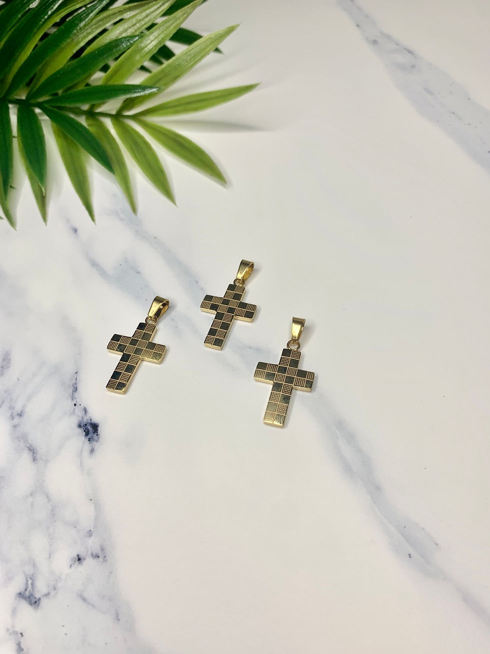 Thumbnail: Croatian Checkered Gold Filled Cross & Chain