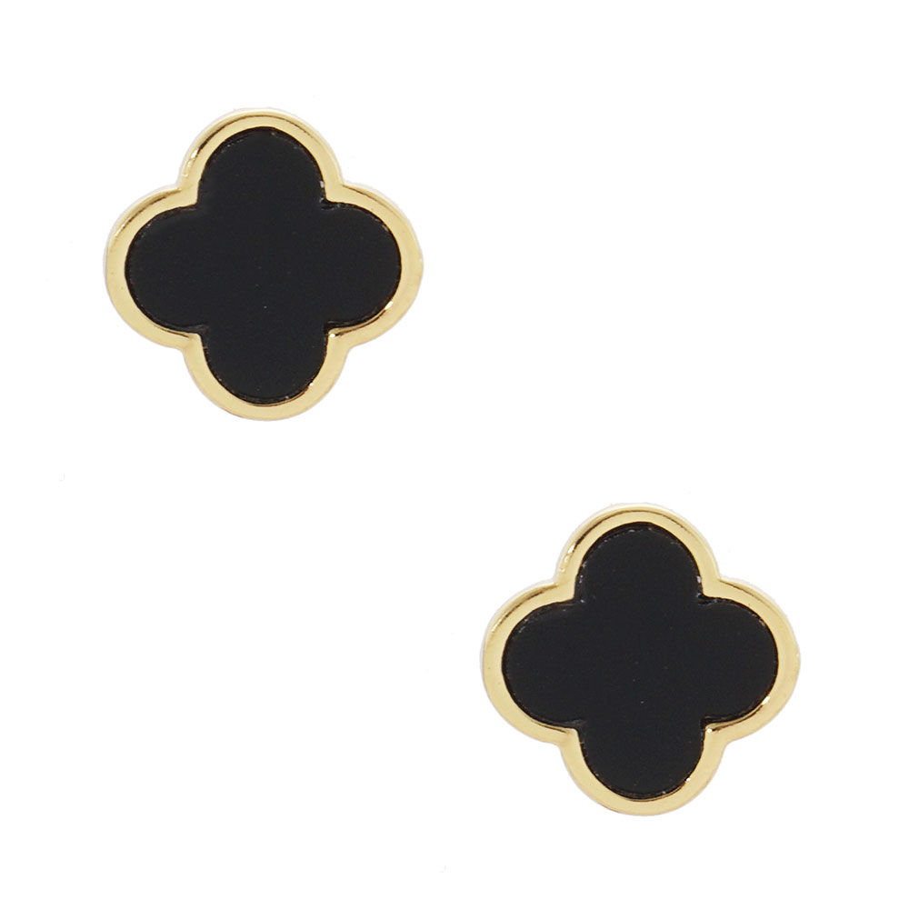 Black & Gold Clover Earrings