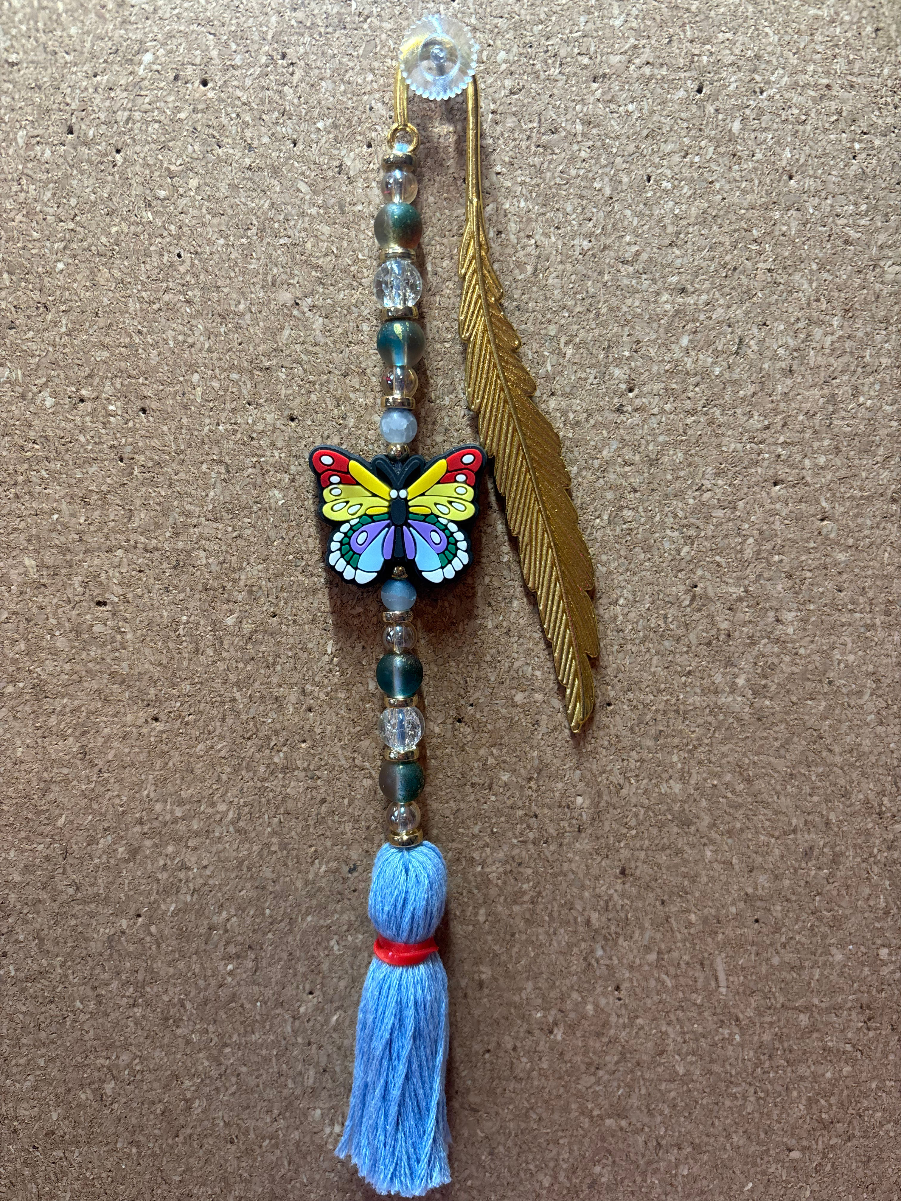 Rainbow Butterfly Beaded Bookmark