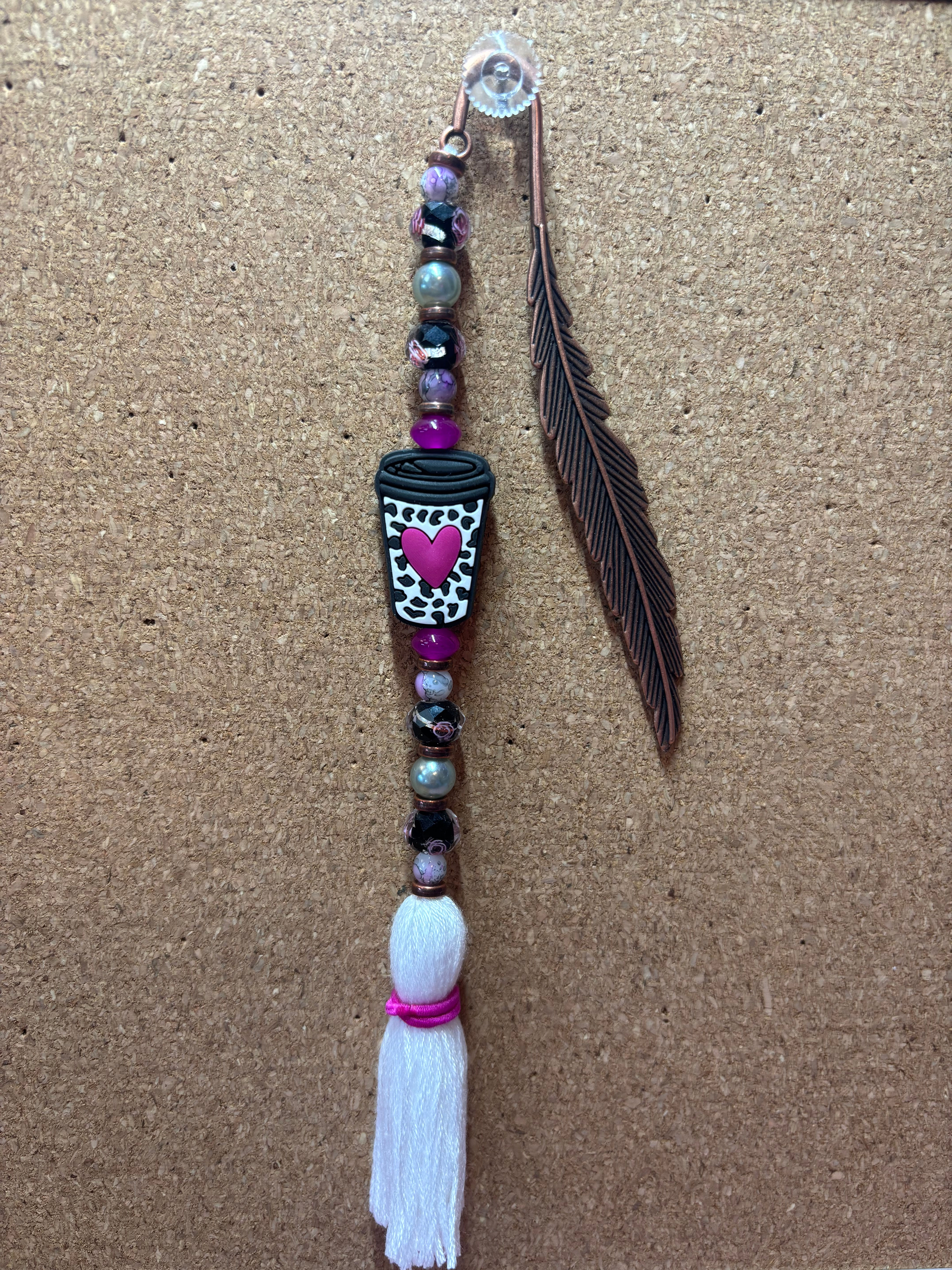 Coffee Lover Beaded Bookmark
