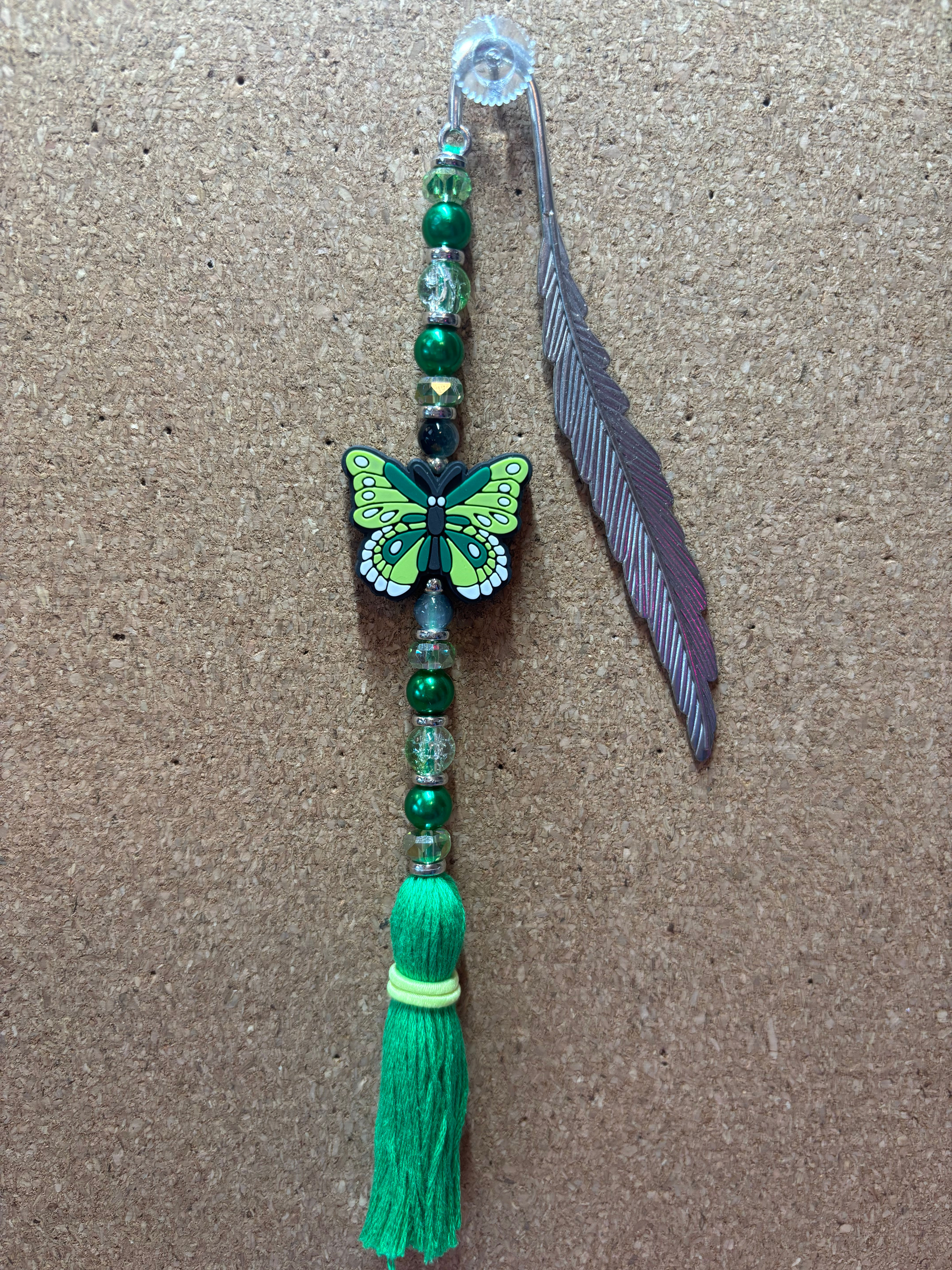 Green Butterfly Beaded Bookmark 
