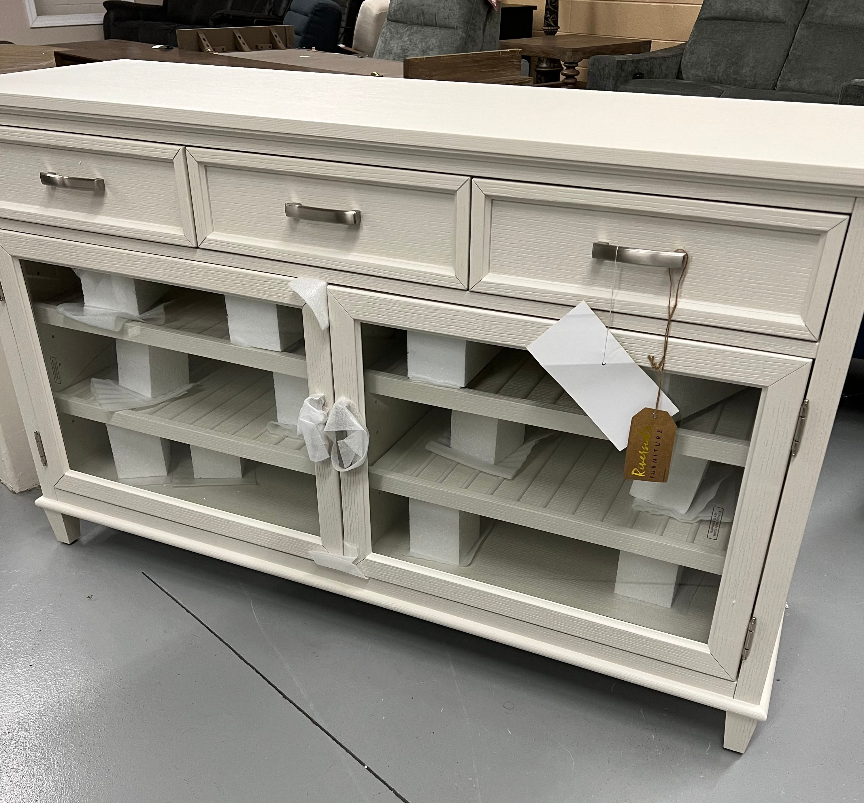 Riverside Furniture Osborne Wood Cottage Sideboard in Winter White