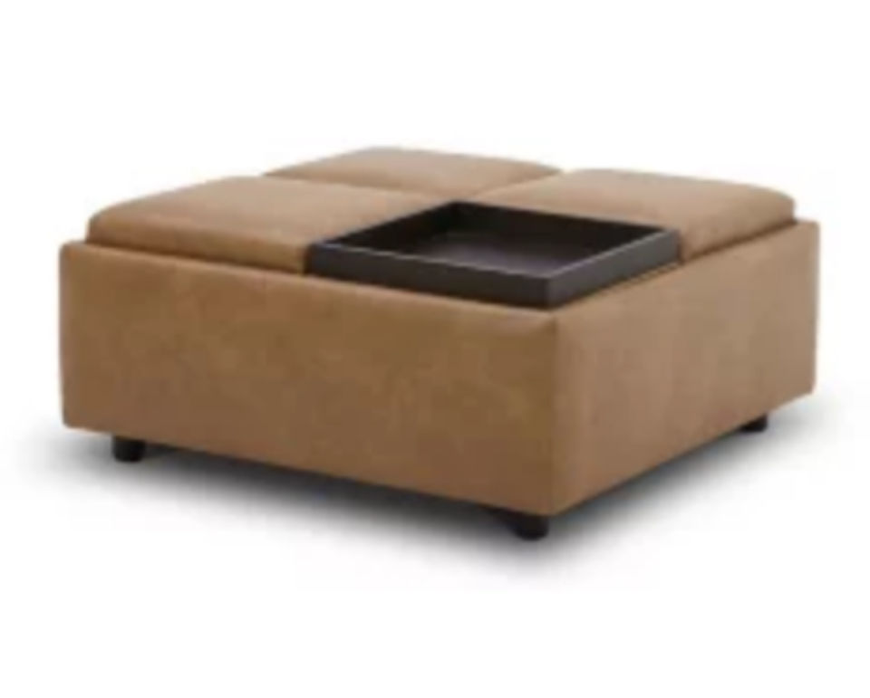 Cole and Rye Vegan Leather Store and Serve Ottoman