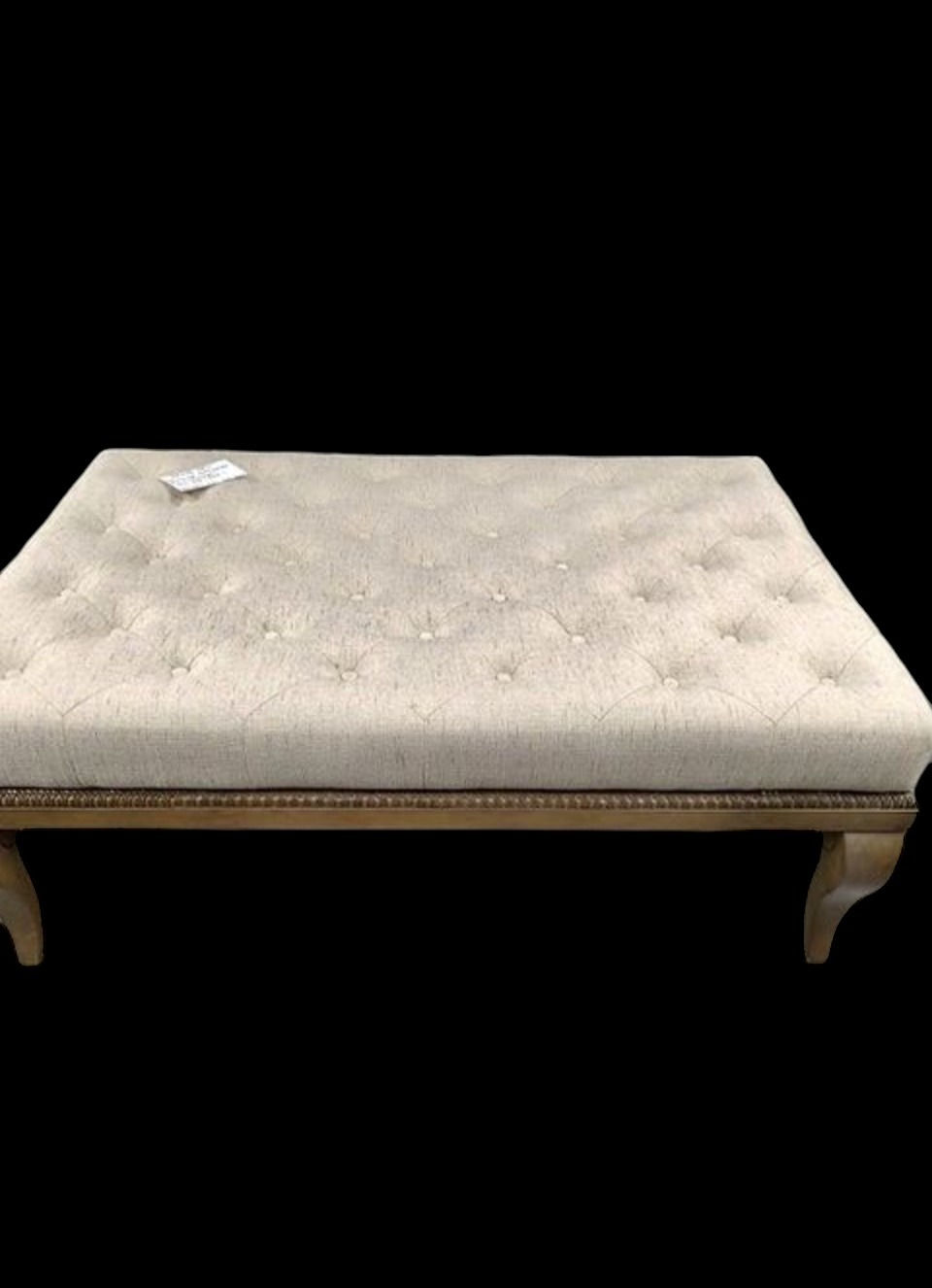 Klaussner Large Ottoman with Brown Base