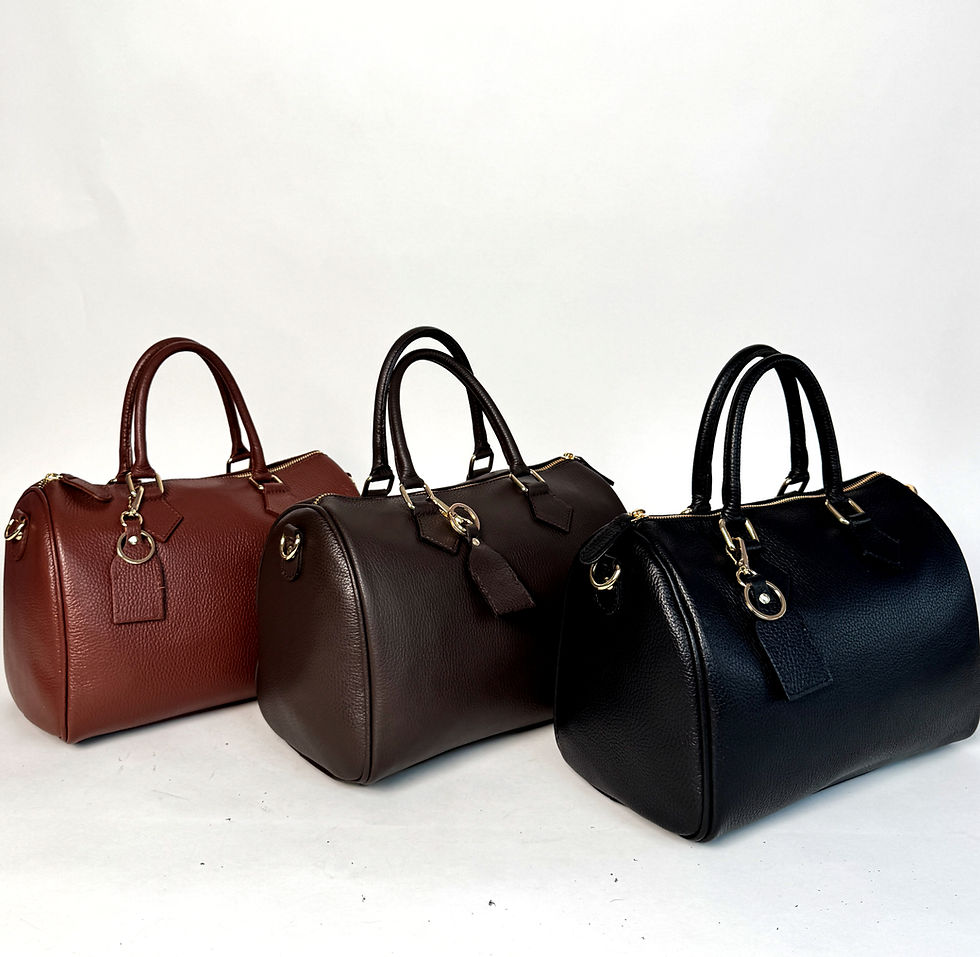 Genova Italian leather handbag in black, Made in Italy
