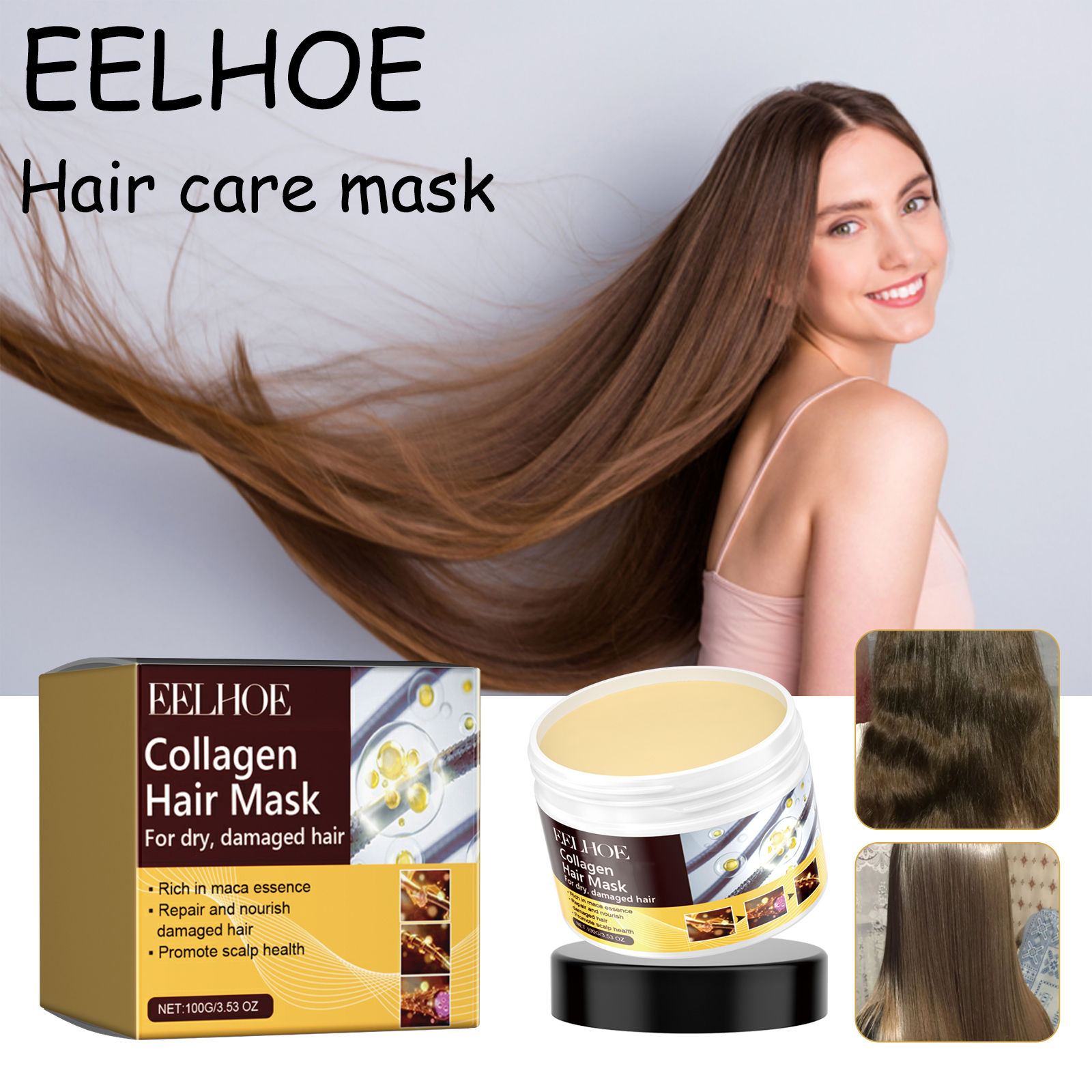 EELHOE Collagen Hair Mask Reduce Dryness Nourishing Repair Damaged Hair Restore