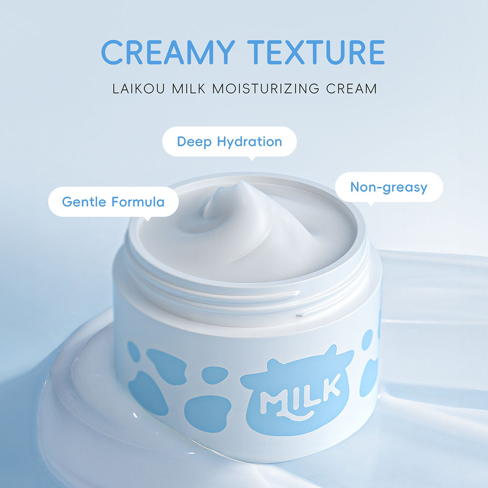 Thumbnail: LAIKOU Milk Skincare Set Softening Serum Moisturizing Cream Gentle Cleanser Brig