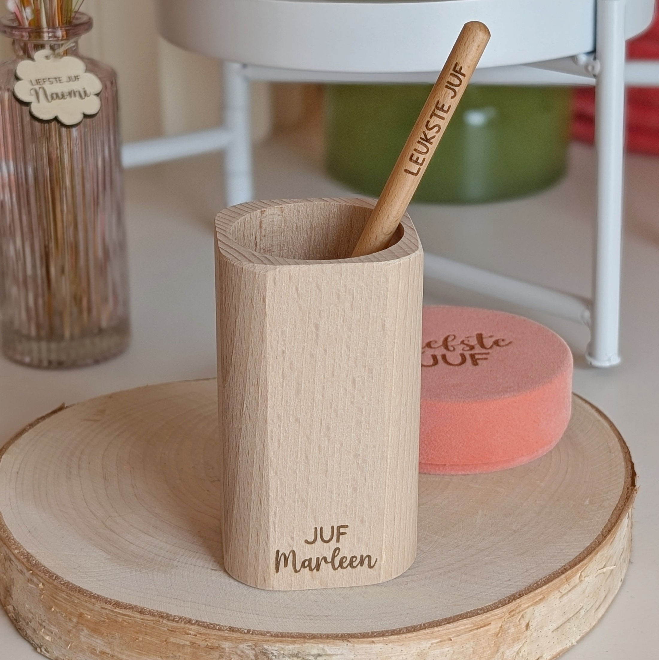 Houten pennenbakje