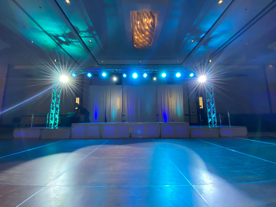 high school homecoming setup with lights and haze in phoenix arizona