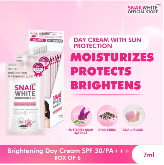 Thumbnail: Snail White Brightening Day Cream SPF 30+/PA+++ 7ml x 6 (Box)