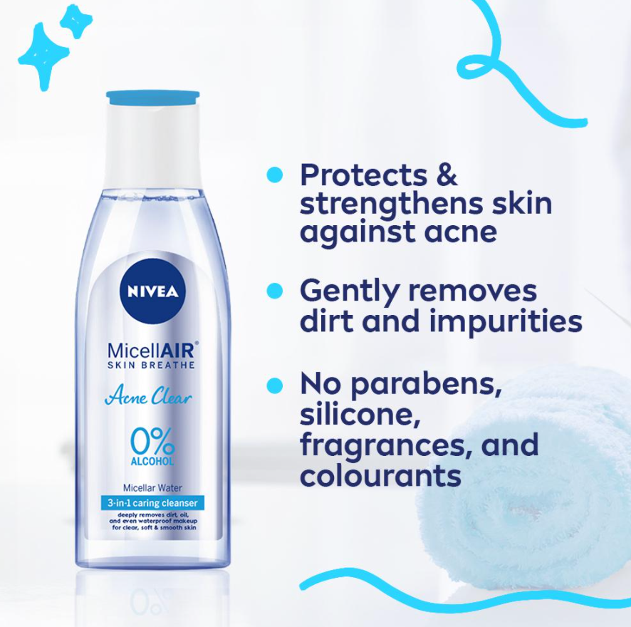 Thumbnail: Nivea MicellAIR ACNE CLEAR 0% Alcohol Micellar Water 3-in-1 Cleanser Toner 200ml