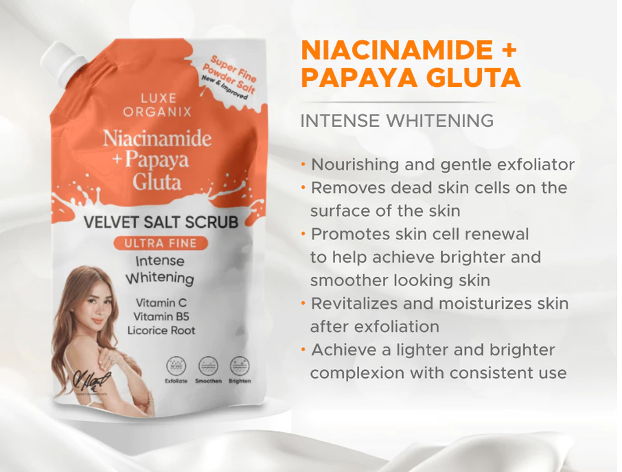 Thumbnail: Luxe Organix Niacinamide + Papaya Gluta Velvet Salt Scrub 300g