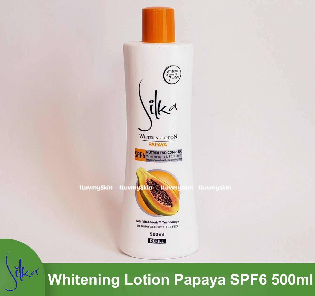Silka Whitening Lotion Papaya SPF6 500ml (Refill)