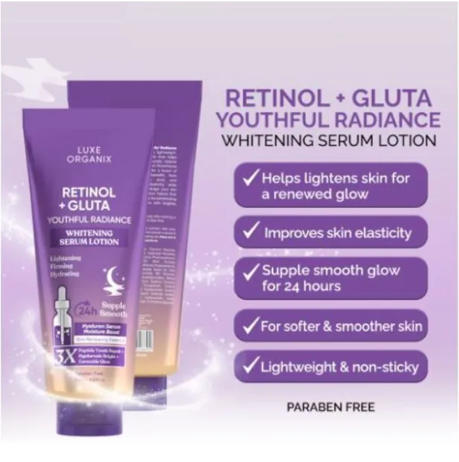 Thumbnail: Luxe Organix Retinol + Gluta Youthful Radiance Whitening Serum Lotion 350ml