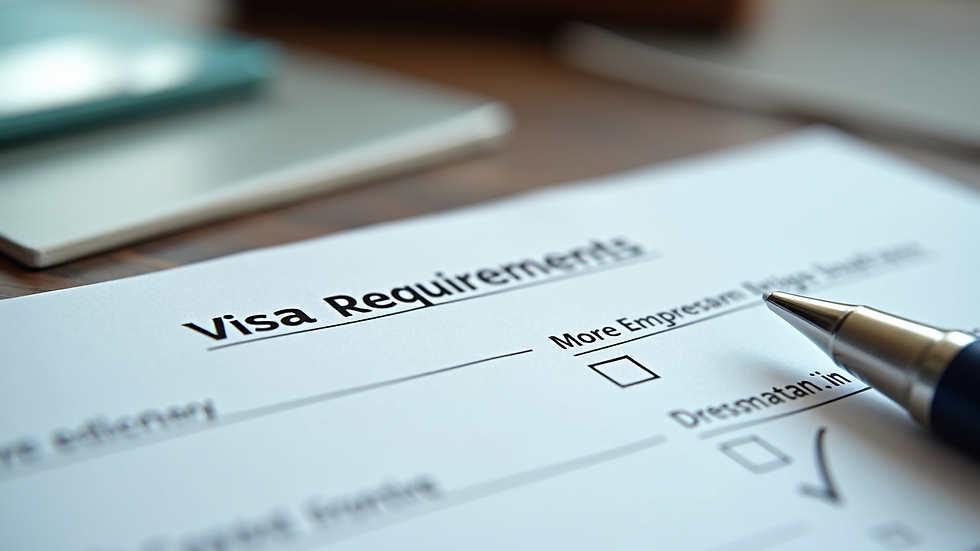 Close-up view of a checklist with visa requirements and documents