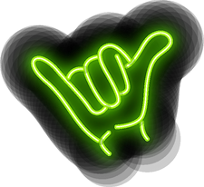 neon hang ten hand signal