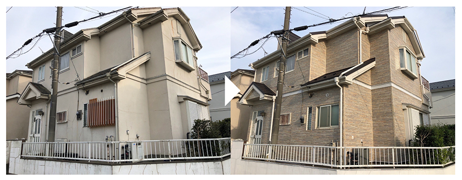 外壁カバー工法 深谷市 IG工業 フィネストーン マイルドブラウン