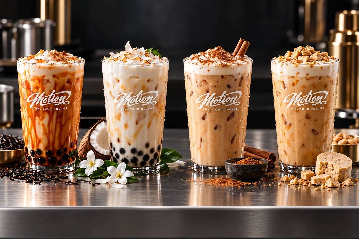 Vietnamese nitro milk tea, jasmine coconut milk tea, horchata and mazapán beverage concepts