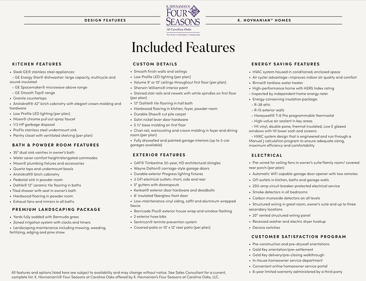 Four Seasons Carolina Oaks Included Features.png