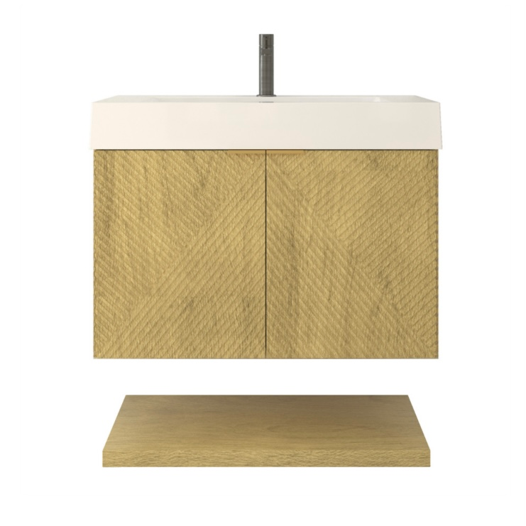Thumbnail: UHRI 30" Fluted Floating Bathroom Vanity with Reinforced Acrylic Sink