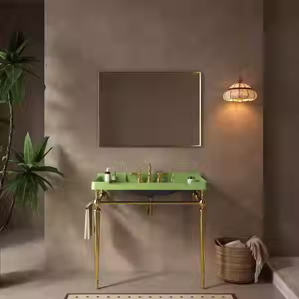 Thumbnail: 36 in. Freestanding Gold Bath Vanity with White Ceramic Top Unassembled