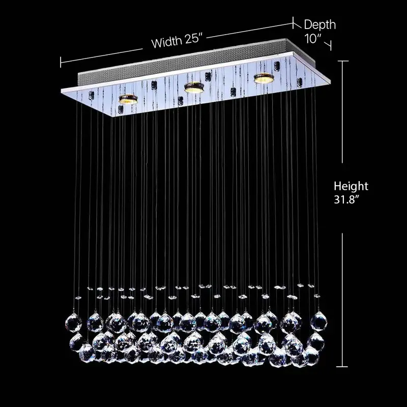 Thumbnail: Modern Rectangular Crystal Chandelier with Balls