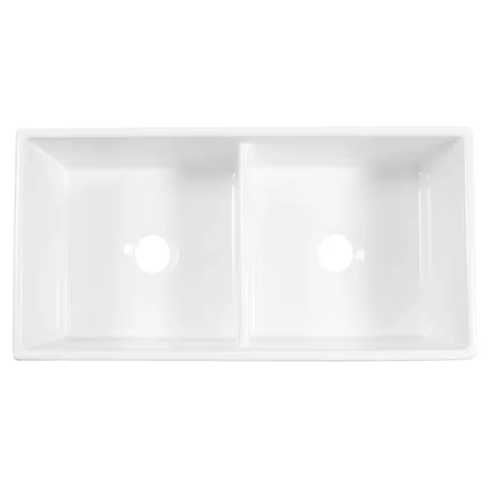 Thumbnail: (24-36)in.Farmhouse Apron Front Undermount Double Bowl Crisp White Fireclay Sink