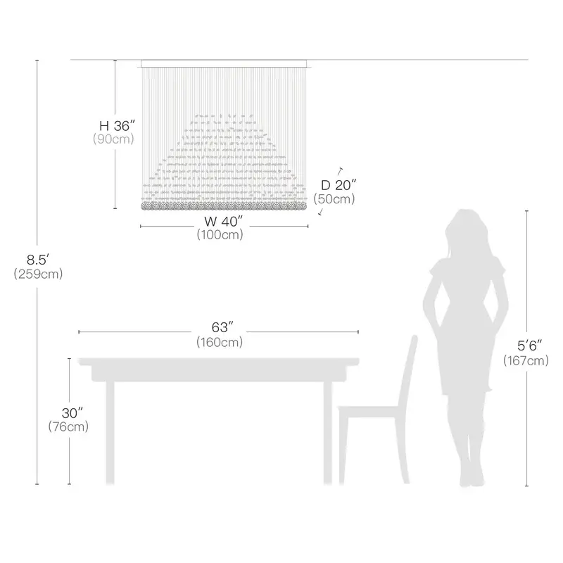 Thumbnail: Rectangular Base Pyramid Raindrop Crystal Ceiling Lights