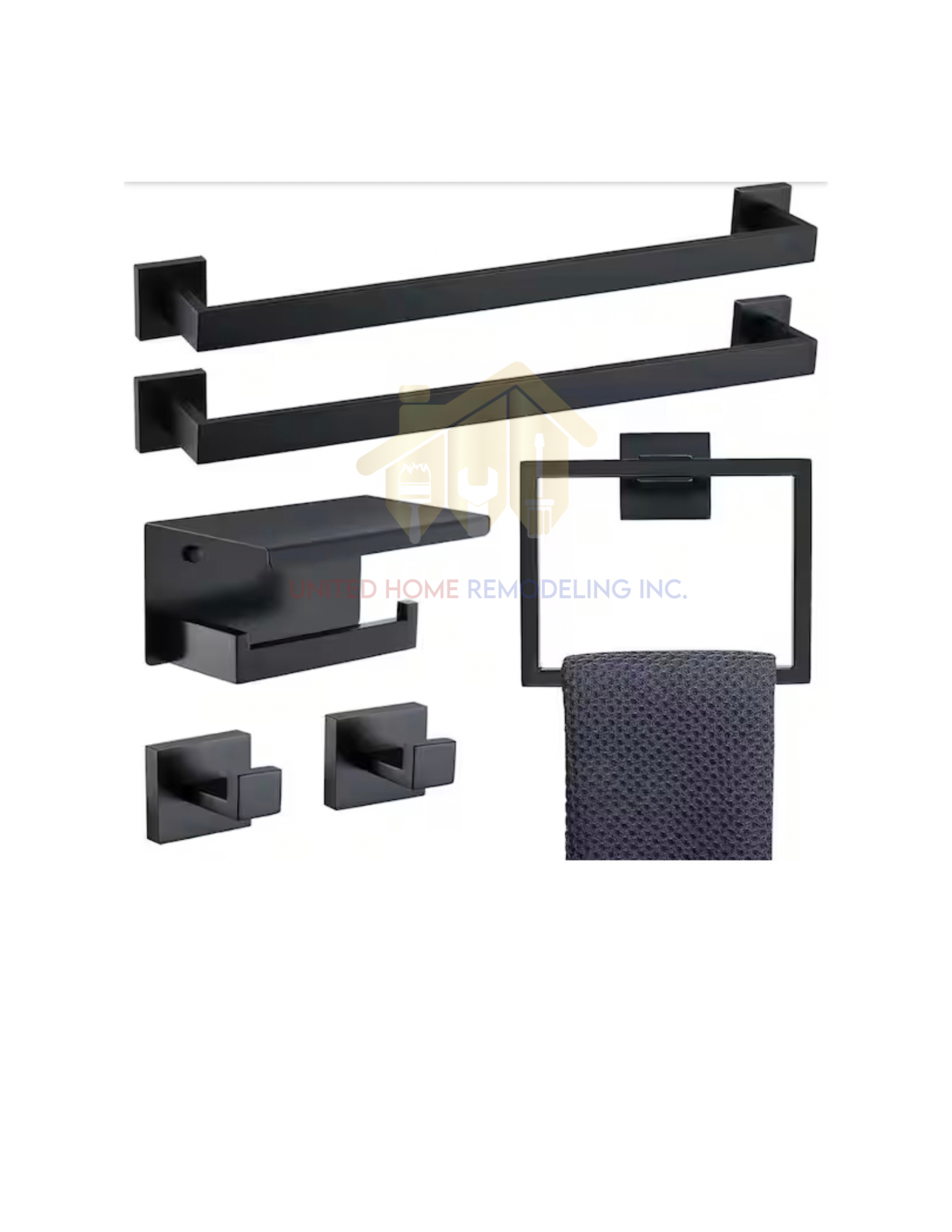 6-Piece Matte Black Wall Mounted Stainless Steel Bath Hardware Set