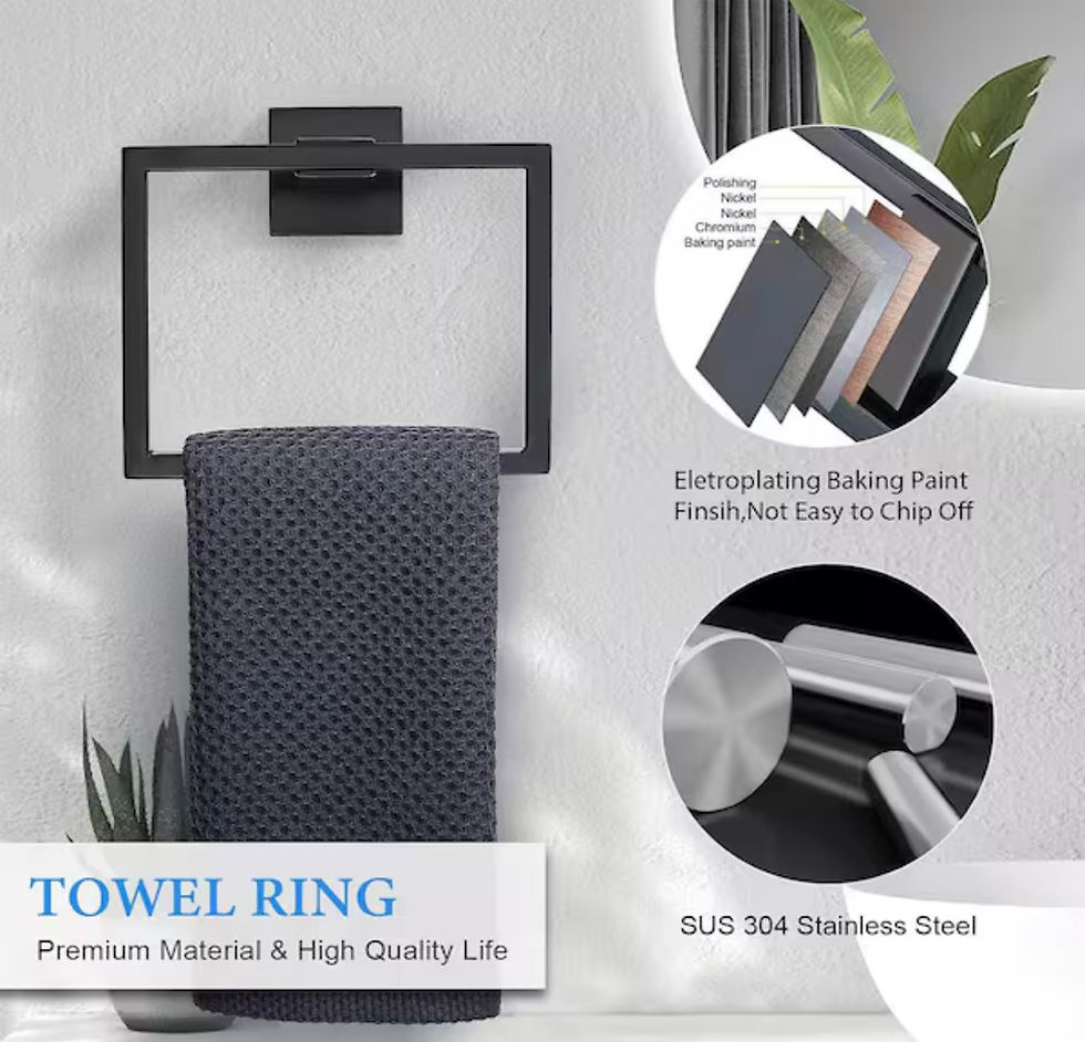 Thumbnail: 6-Piece Matte Black Wall Mounted Stainless Steel Bath Hardware Set