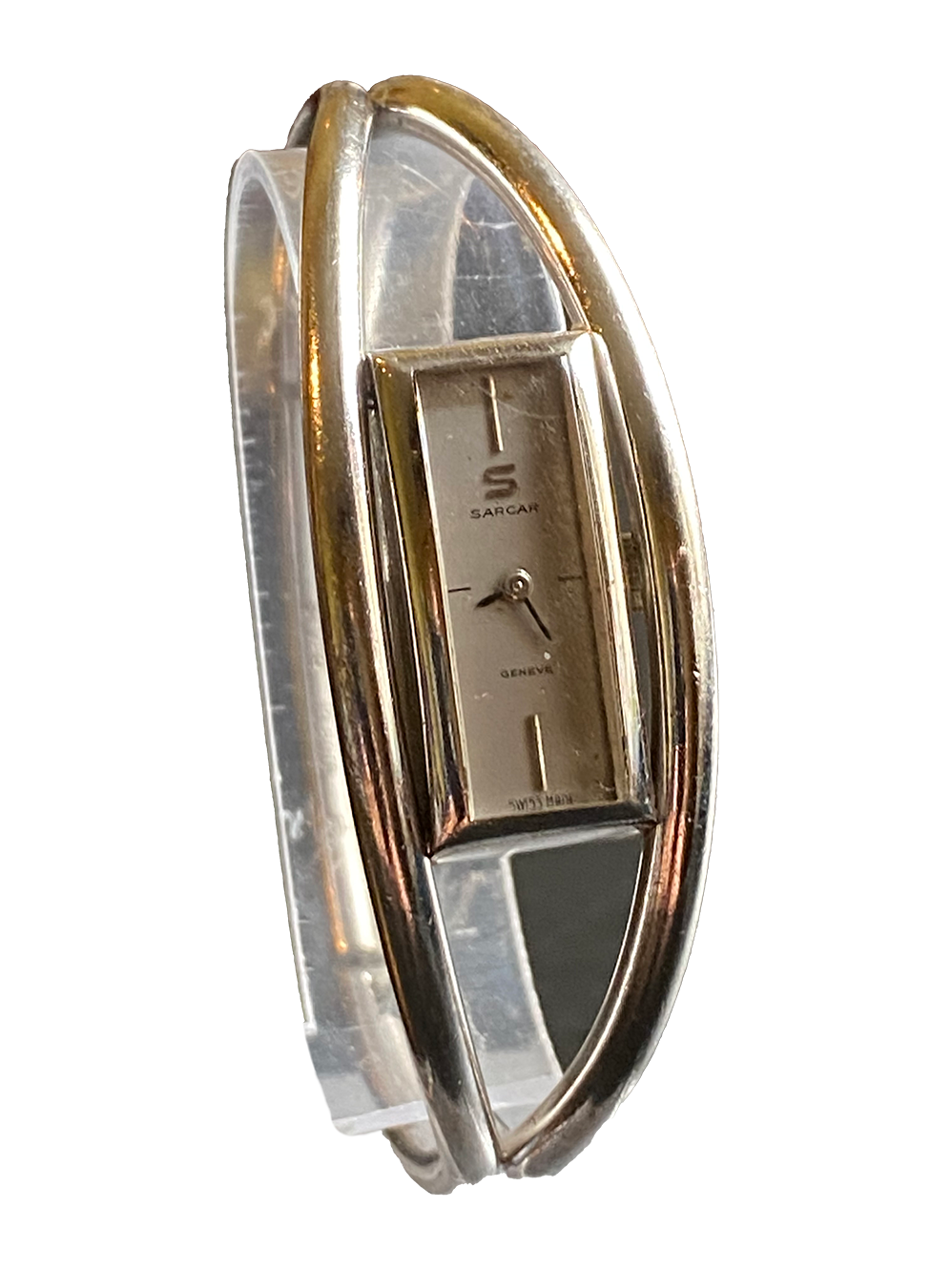 1970’s Sarcar Geneve Ladies Solid Silver Bangle Watch