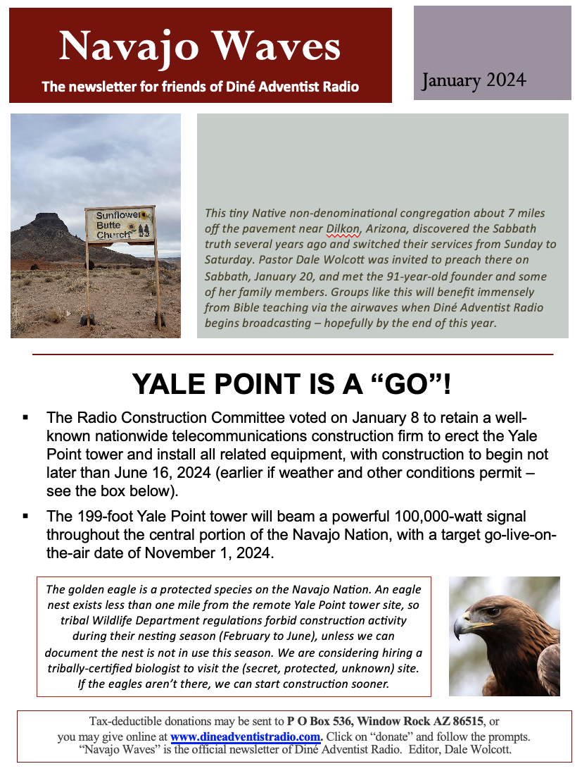 Navajo Waves January 2024 newsletter cover