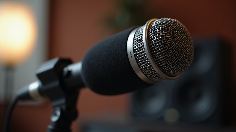 Close-up view of AKG P420 microphone on a stand