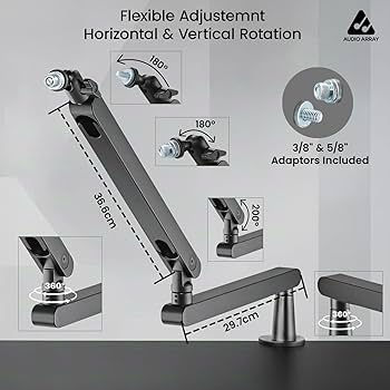 Audio Array AA-19 2in1 High & Low Profile Mic Stand | Flexible Position Adjustments