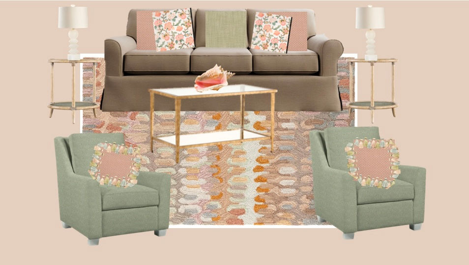 Wilmington, NC vacation rental design moodboard and furniture selections