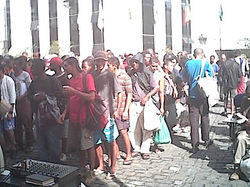 Fila para o lanche