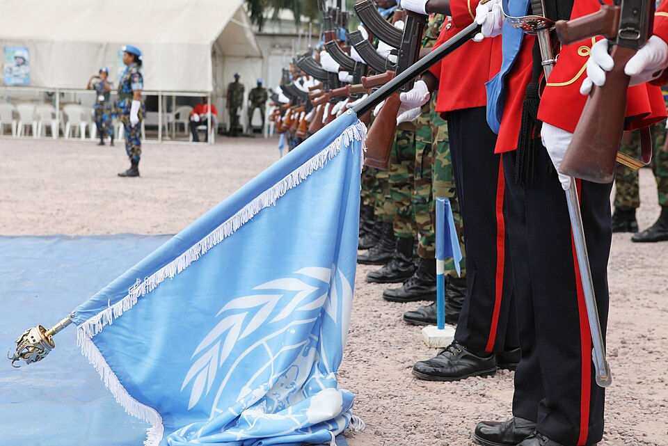 Fig. 9: UN Flag at UN Peacekeepers Day ceremony, DR Congo