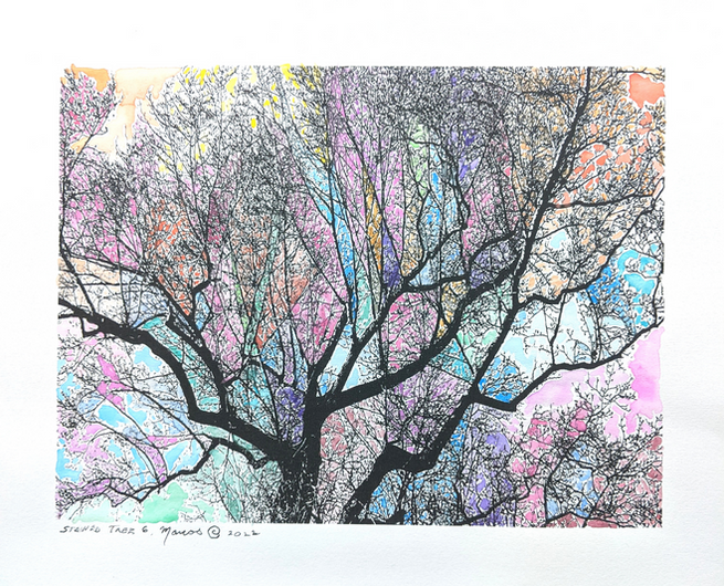 Hand painted watercolor on black and white photo, printed on watercolor paper.