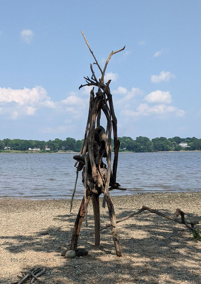 Ephemeral wood installation with no bindings.